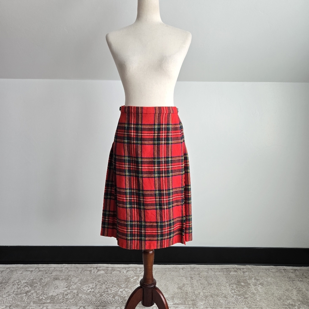 Pitlochry Scottish Wool Stewart Plaid Skirt - W26-28"
